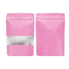 QQ Studio 100 Matte Metallic Color with Frosted Window Display Stand-Up Resealable Bags (3.5" x 5.1", Matte Pink)