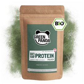 GREEN PANDA® Bio Hanfprotein mit 50g pflanzlichem Eiweiß aus Österreich | Hanfproteinpulver Bio ist ideal für deinen Proteinshake | 500g