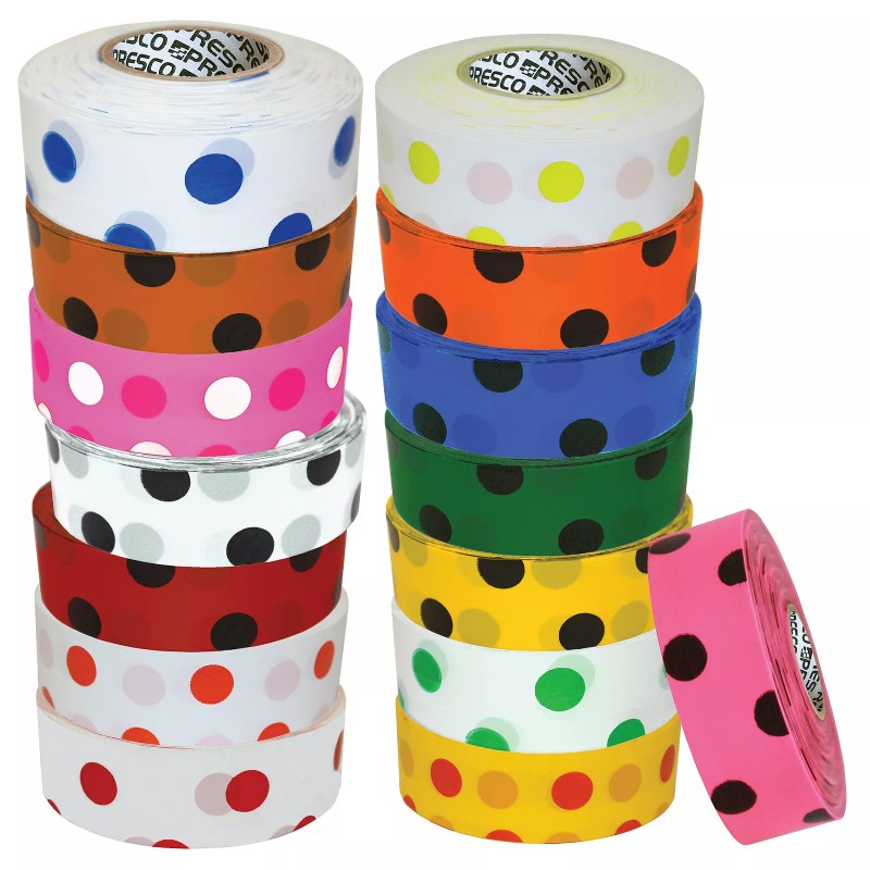 Presco Polka Dot Roll Flagging Tape: 1-3/16 in x 300