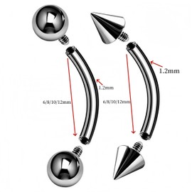 Dream Aurora 8Pcs Curved Barbells for Eyebrow Lip,316L Stainless Steel Septum Rook Daith Stud Silver Piercing Vertical Labret Bars 6mm 8mm 10mm 12mm