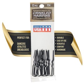 Crinkled Stainless Steel Heavy Duty Snagless Hairpins Pack of 12 Handmade Hair Pin (1 5/8 Inch)
