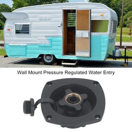 RV City Water Inlet, Wall Mounted RV City Water Inlet Filler Connection Pressure Regulator, City Water Hookup for Marine Motorhome Trailer Boat (Black)
