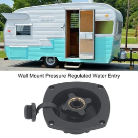 RV City Water Inlet, Wall Mounted RV City Water Inlet Filler Connection Pressure Regulator, City Water Hookup for Marine Motorhome Trailer Boat (Black)