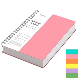 EMSHOI B5 Notebook Lined 300 Pages/150 Sheets, Spiral Notepad Multi-coloured, 100gsm Thick Paper, Waterproof Hardcover, Writing Journal for Women Men Work Office School,19 x 25 cm, Pink