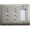 Satin Nickel Deco Step Style 3 Gang Wall Plate -