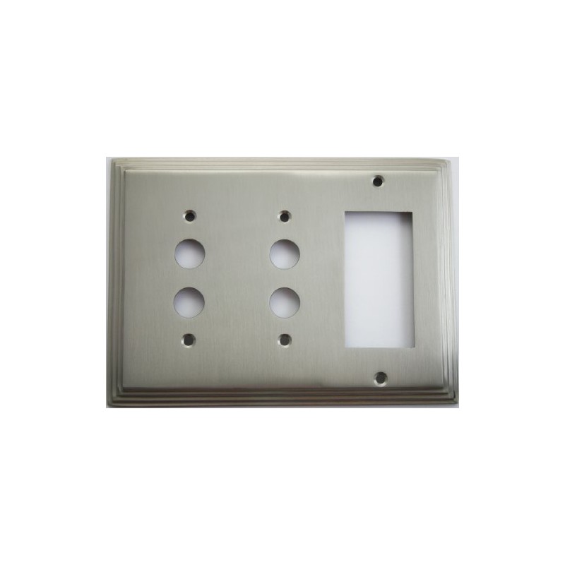 Satin Nickel Deco Step Style 3 Gang Wall Plate -