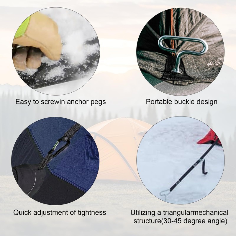 goduog 24260 Ice Fishing Shelter Tie Down Anchors Kit -