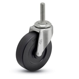 Shepherd Regent Series 5" Diameter Hard Rubber Wheel Swivel Caster, 1/2" Diameter x 1" Length UNC13 Threaded Stem, 150 lbs Capacity, Zinc Finish