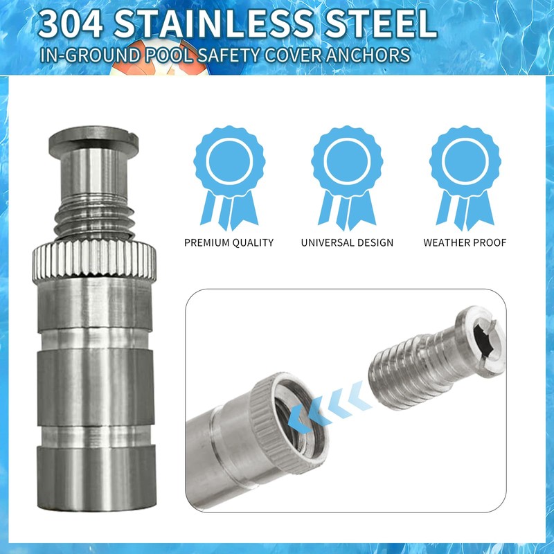 304 Stainless Steel Pool Cover Anchors,Corrosion-Resistant & Durable for Inground