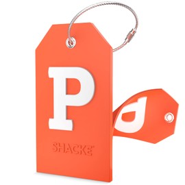 Initial Luggage Tag with Full Privacy Cover and Stainless Steel Loop – (Letter P)