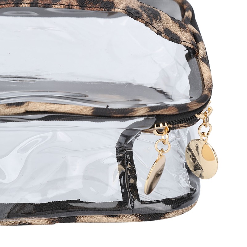 3pcs Makeup Bag Set Leopard Print Large Capacity Portable Waterproof