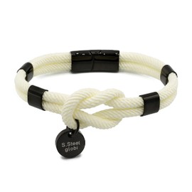 globi Paracord Braided Rope Bracelet For Men Women | Lightweight Nautical Unisex Cuff Bracelet With Stainless Steel Magnetic Clasp (Ivory, 7.5)