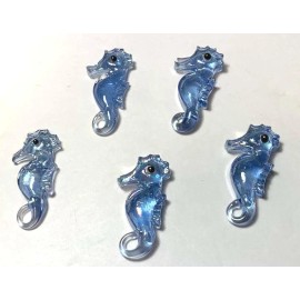 Mega Marbles Mini "Light Blue Seahorse" Glass Figurines Pk 5 Miniature Arts and Crafts, Party