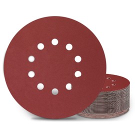 KONGMING 225mm x 225mm x 112.5mm Sanding Discs (25 Pcs) - 10 Hole Hook and Loop - Grit 400 Aluminum Oxide - Medium - Compatible with Sander, Grinder