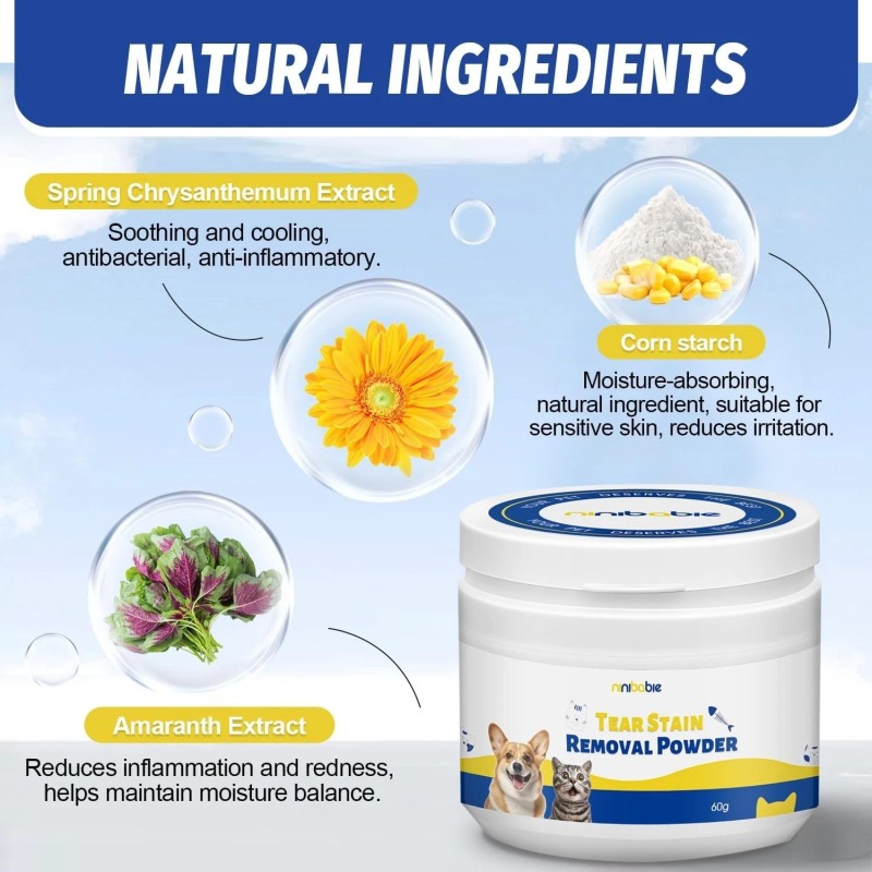 Ninibabie Tear Stain Remover Powder for Dogs and Cats, Eye