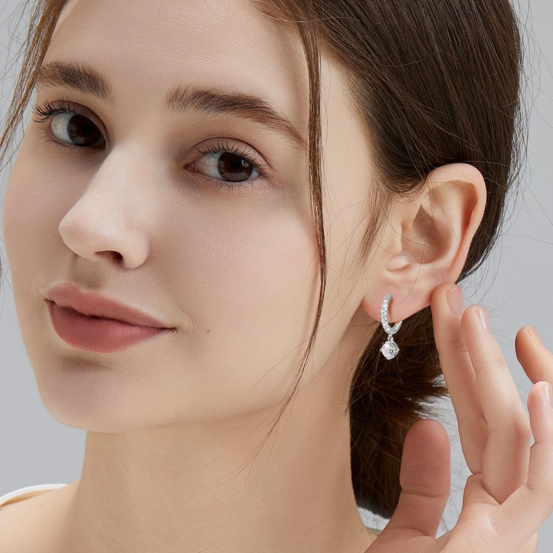 KRKC&CO Dangle Diamond Drop Earrings for Women, S925 Sterling Silver
