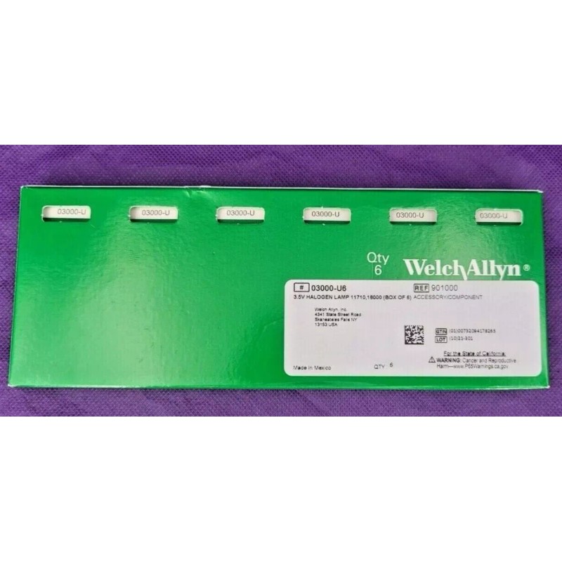 WELCH ALLYN 03000 Bulbs Pack of 6 lamps (Brand New)