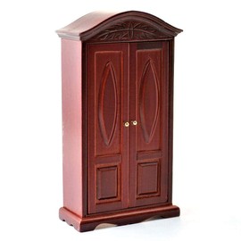 Melody Jane Dolls House Mahogany 2 Door Wardrobe Miniature 1:12 Bedroom Furniture