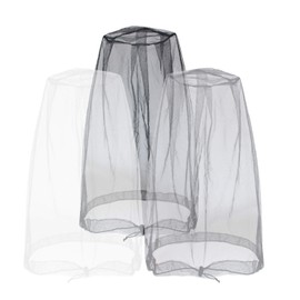 Anvin Mosquito Head Mesh Nets for Insects Bugs Bite Mosquitoes from All Outdoor Activities, Works Over Most Hats, Comes with Free Stick Bags (3 Pieces, Grey + Black + White)