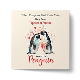 Papa Prints Penguin Valentines Day Card for Him Romantic Valentines Cards with Envelope (145 x 150 mm) Anniversary Cards for Couples UK Wedding Card Valentine Card for Fiance