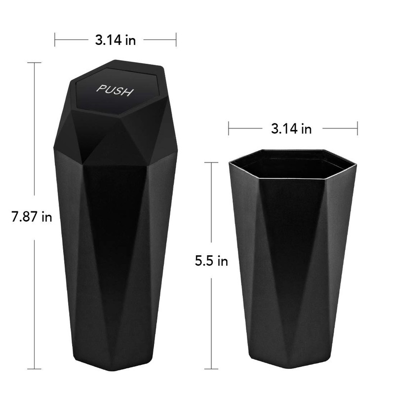 Car Trash Can with Lid, Leakproof, 15 Trash Bags, Black,