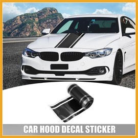 Partuto 3.94"x70.87" Car Hood Stripe Pattern Sticker Exterior Decal Black Replacement