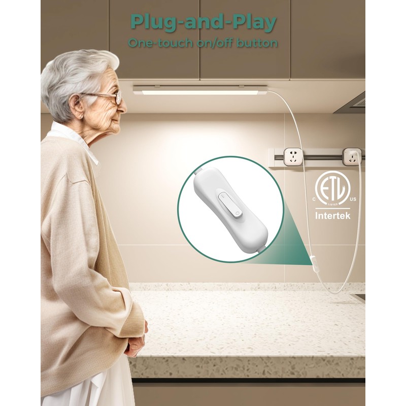 ASOKO 16 Inch Under Cabinet Lights,Plug and Play Under Counter