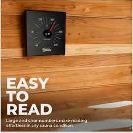 Premium Aluminum Sauna Thermometer - 100% Anodized Aluminum, Large Numbers, Durable and Long Lasting, Easy to Install Sauna Thermometer Fahrenheit