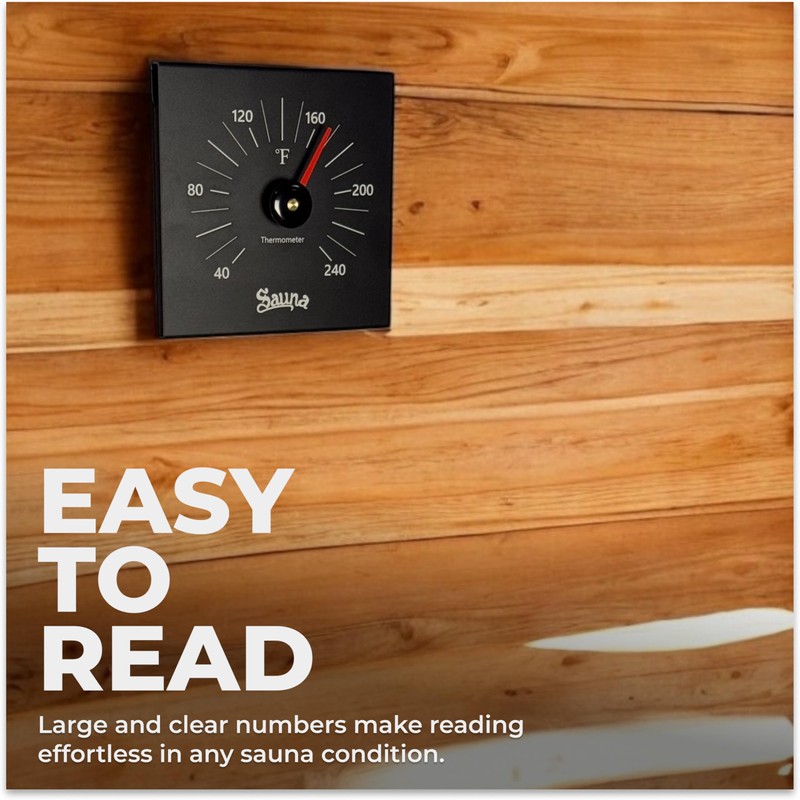 Premium Aluminum Sauna Thermometer - 100% Anodized Aluminum, Large Numbers,