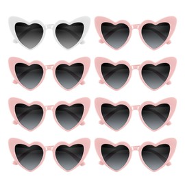 BOUBONI 4/6/8/10/12 Pack Bachelorette Sunglasses Heart Sunglasses Vintage Heart Shaped Glasses for Women Bridal Party Wedding