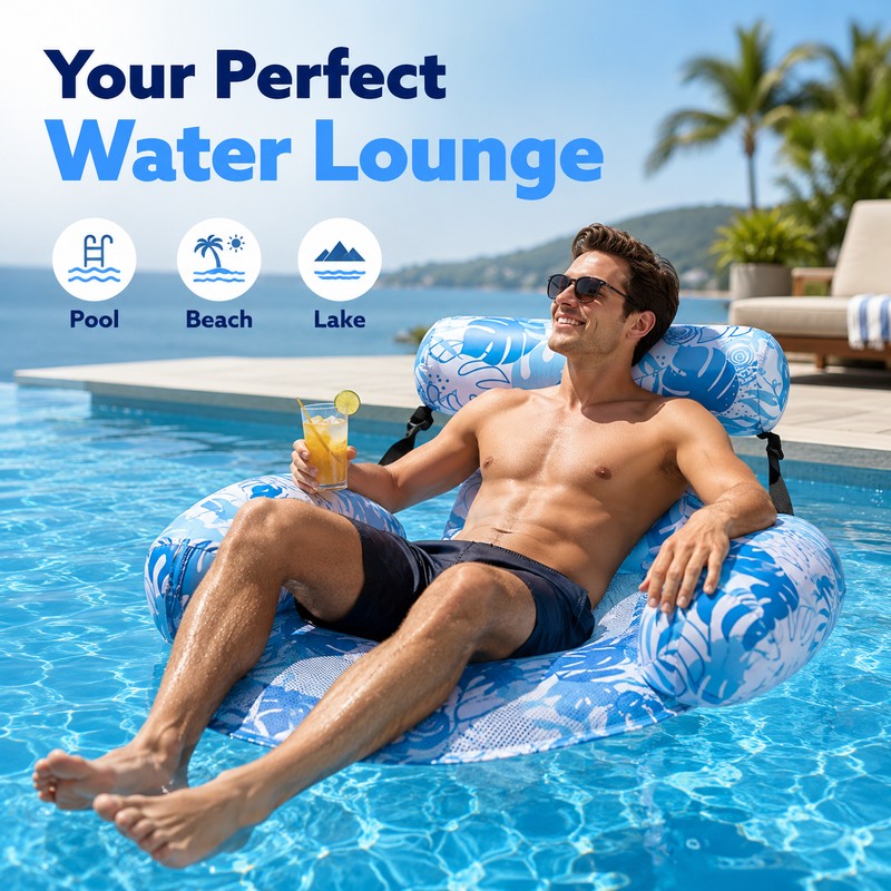 Inflatable Pool Lounge Chair for Adults – Adjustable Floating Seat