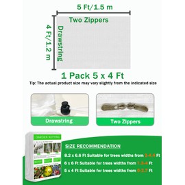 HYUKM Bird Netting for Garden with Zipper, Fruit Tree Netting Plant Cover for Blueberry Strawberry Bushes, Plant Netting Tomato Plant Protector for Vegetables Tree (5x4 Ft 1Pack)