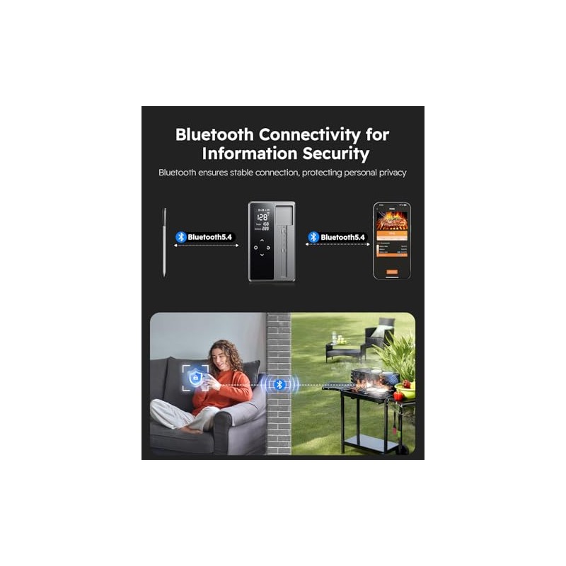 Termómetro inteligente inalámbrico Bluetooth para carne, base independiente, 6 sensores