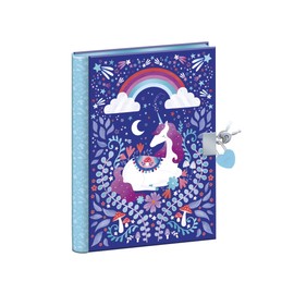 Janod - Unicorn Secret Notebook 128 Pages - Heart Lock and 2 Keys - Diary for Girls - 128 Lined Pages - A5 Format - Unicorn Stationery Gift - From 6 Years - J08936