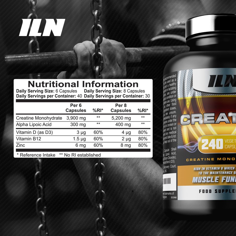 Creatine Capsules - 4,200mg per Serving x 40 Servings -