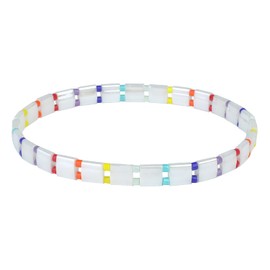 KELITCH Miyuki Tila Beads Friendship Bracelets Stackable Chic Stretch Bracelets For Women Bangles, Glass, No-Gem-Tye
