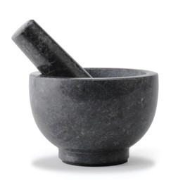 Koville African Natural Granite Mortar and Pestle Set, Grinder Bowl for Guacamole, Salsa, Pill Crusher, Spice, Herb, Garlic, Nut, Heavy Duty Grinder for Kitchen (Glossy Finish)