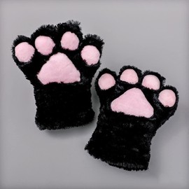 Fxaelian Cosplay Animal Cat Wolf Dog Fox Paws Claws Gloves Costume Accessories A Black
