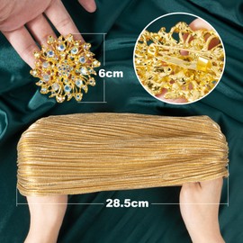 BOFUNX Women's Turban Hat with Removable Crystal Brooch 1920s Vintage Turban Hat Glitter Elastic Head Wraps Gatsby Fancy Dress Costume Accessories