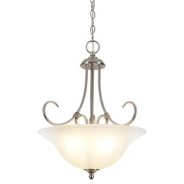 Design House Willowdale Pendant Light Fixture - Traditional Alabaster Glass Bowl Shade for Kitchens, Foyers, Dining Rooms - Adjustable Height Pendant Light Fixture - Satin Nickel, 589747