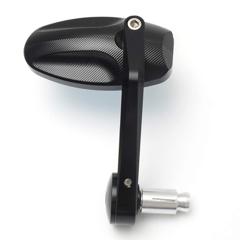 Domary 2Pcs CNC Motorcycle Bar End Black Rearview Side Mirrors