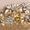 Lenjicons French Flower Rhinestone Hair Comb Sparkling Rhinestone Flower Wedding
