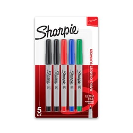 Sharpie 37675PP Ultra Fine Tip Permanent Markers Assorted Colors 5 Pack