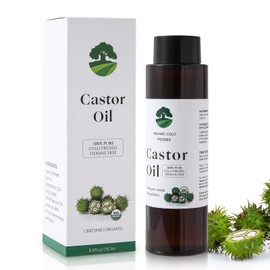 Castor Oil Organic Cold Pressed Unrefined-Organic Castor Oil For Wrap,Environmentally Friendly Bottle Castor Oil for Hair Growth,Skin,Eyelashes,Eyebrows,Moisturize Body(8.8FlOz)