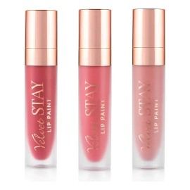 Set De Labiales Velvet Stay Beauty Creations Peach Nude 3ton
