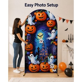 Halloween Photo Backdrop- Reusable Double-Sided Background for Parties and Events