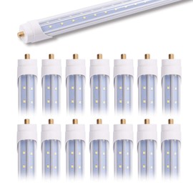 15 Pack T8 4FT 24W LED V Shaped Tube Light Bulbs, 6500K Bright Cool White,Clear Cover,Dual-End Power,FA8 Single Pin Base,Replace 45W Fluorescent Lights,4 Foot Shop Lighting Fixture,Basement,Garage