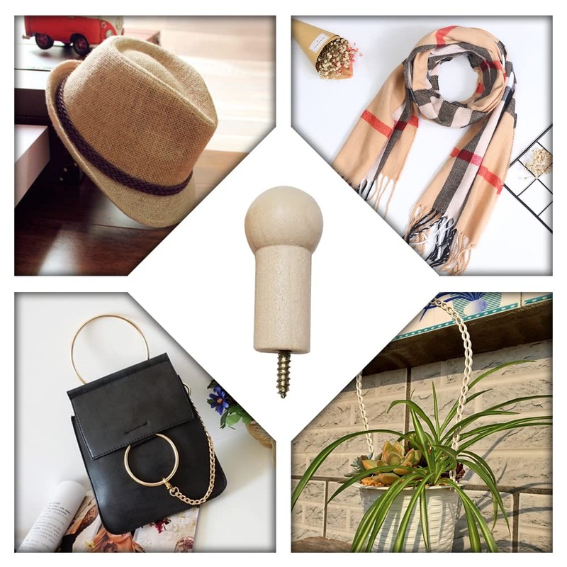 通用 16 Pcs Wall Hooks Rack Wall-Mount Wooden Coat Hooks