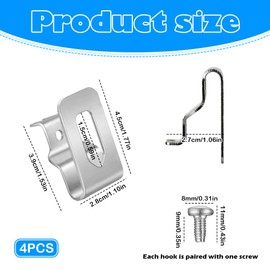 4-Pack Impact Driver Belt Hooks, Replacement Clip for Drills with Mounting Screws (Tool Waist Hanger)