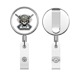 War Face Label Round ID Badge Key Card Tag Holder Badge Retractable Reel Badge Holder with Belt Clip
